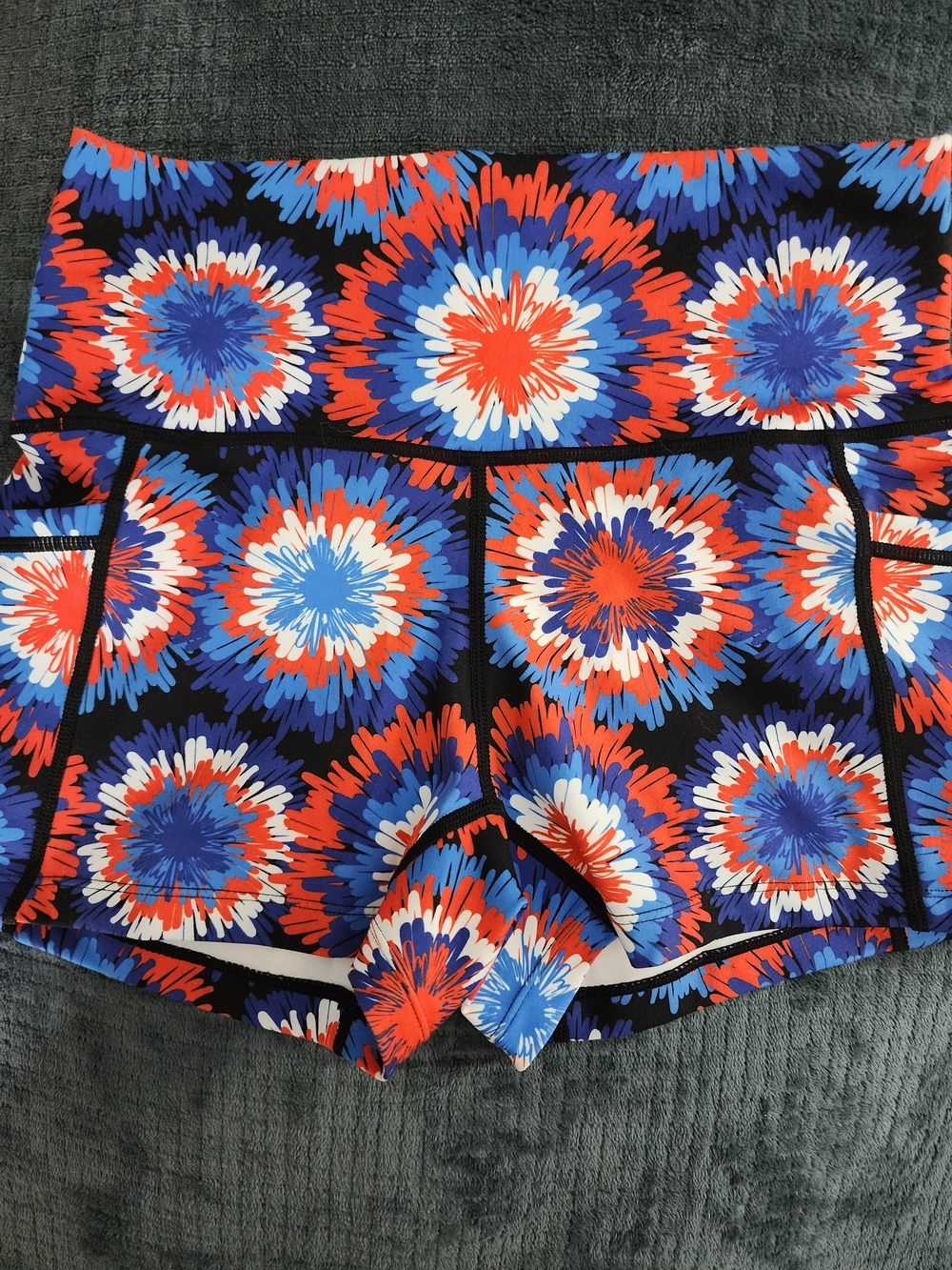 Constantly Varied Gear Women’s Bike Shorts - Red, Blue & White Burst Print